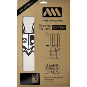 All Mountain Style AMSFG2BLWH Honeycomb High Impact Frame Guard Extra – Protects Your Bike from Scratches and dings, Red/Black(Hasie & the Robots White)