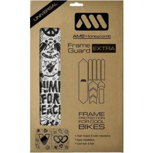 All Mountain Style AMSFG2BLWH Honeycomb High Impact Frame Guard Extra – Protects Your Bike from Scratches and dings, Red/Black(Pump for Peace Black)